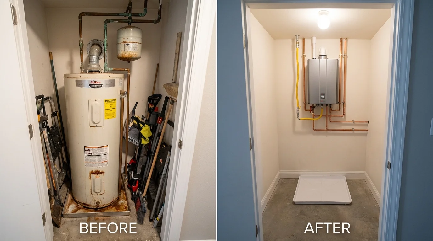 Tank water heater versus wall-mounted tankless unit comparison for Madison Heights, MI homeowners